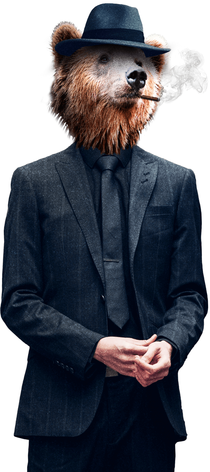 A bear in suit with cigar