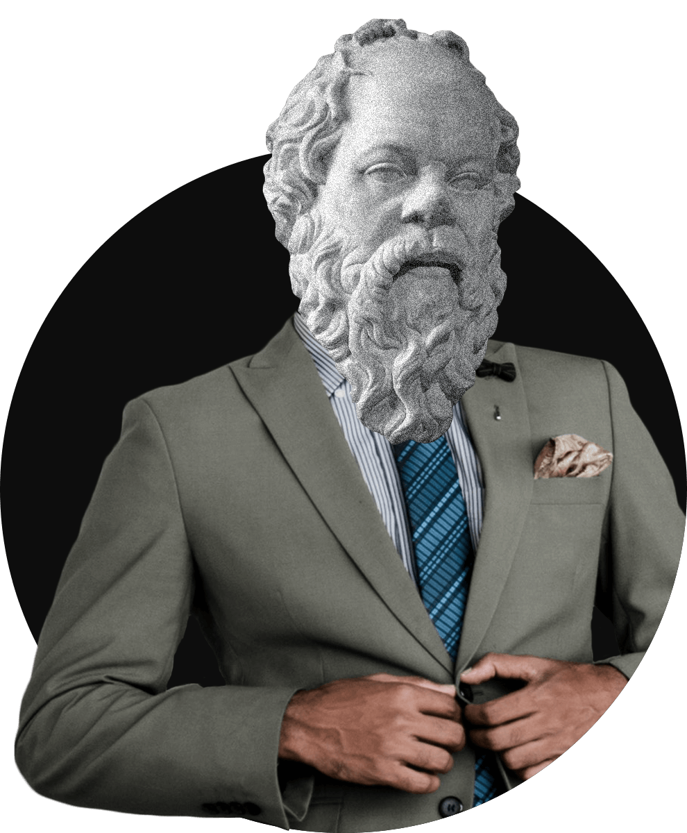 Greek philosopher Socrates in suit